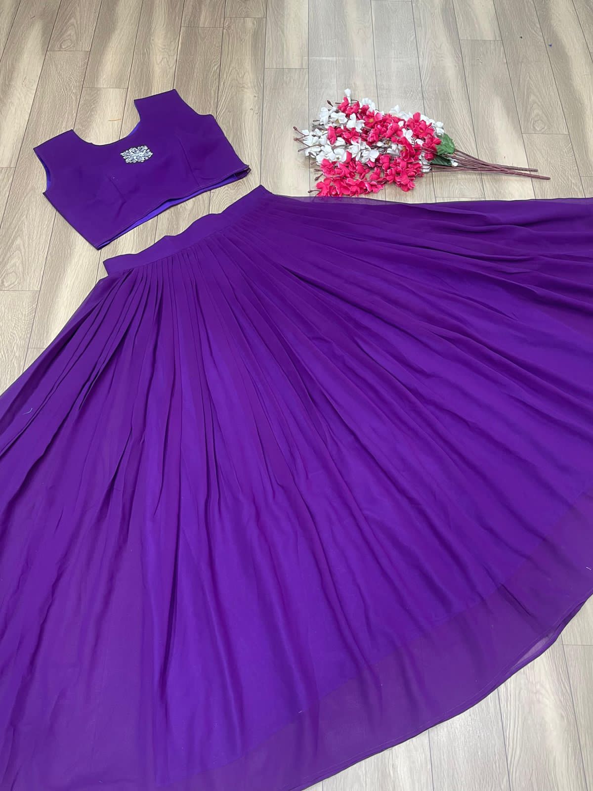 Georgette Festival Crop Top with Shrug