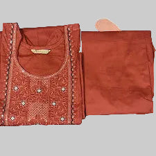 Elegant Rust Red Pure Cotton Kurta Pant Set