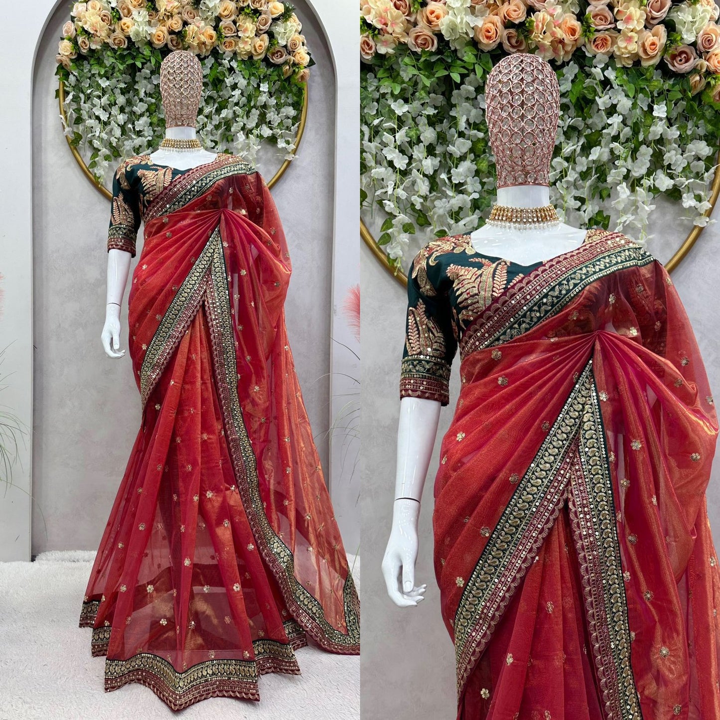 Designer Saree on Jimmy chu Fabric with Thread & Sequence work