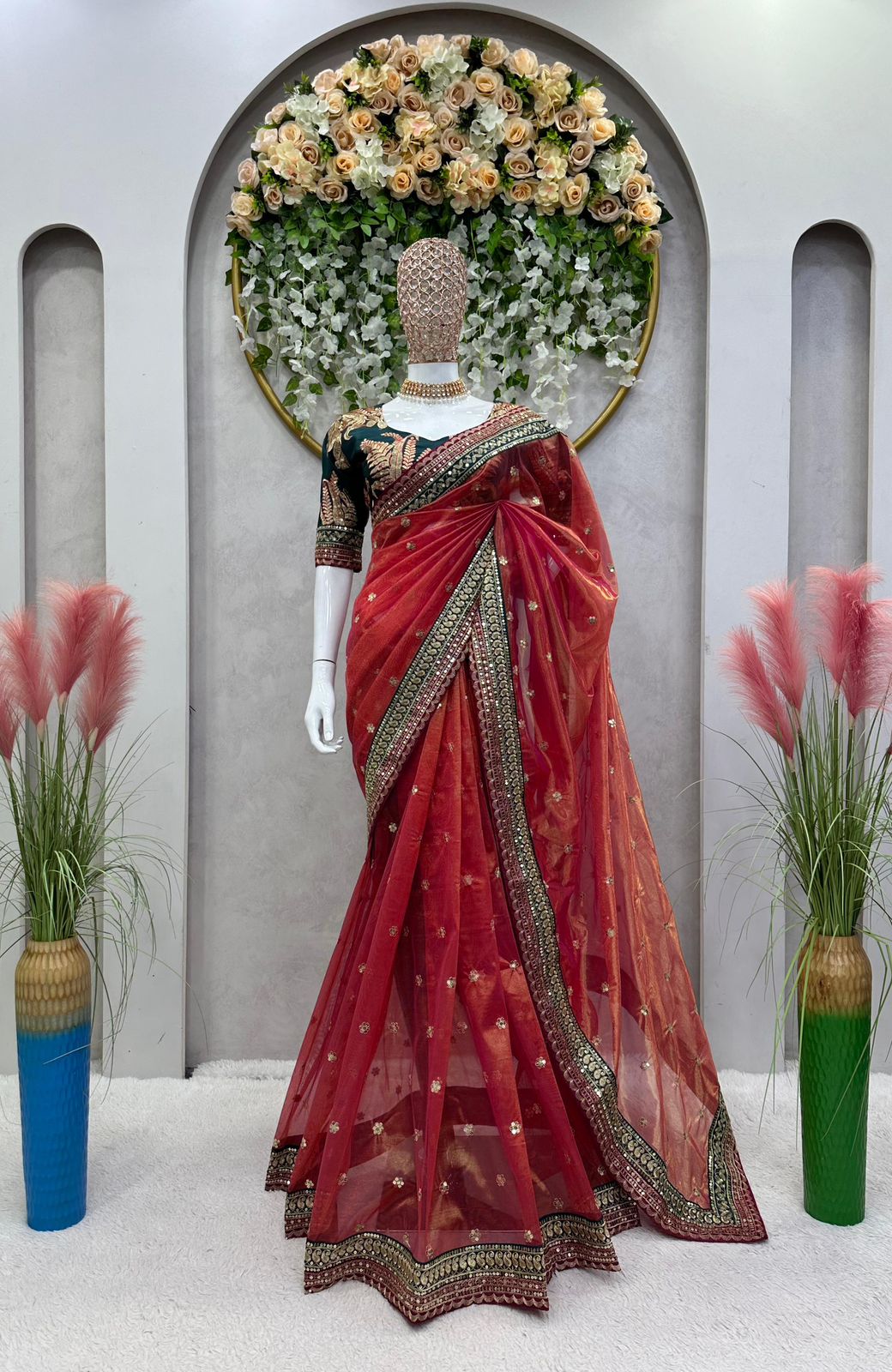 Designer Saree on Jimmy chu Fabric with Thread & Sequence work