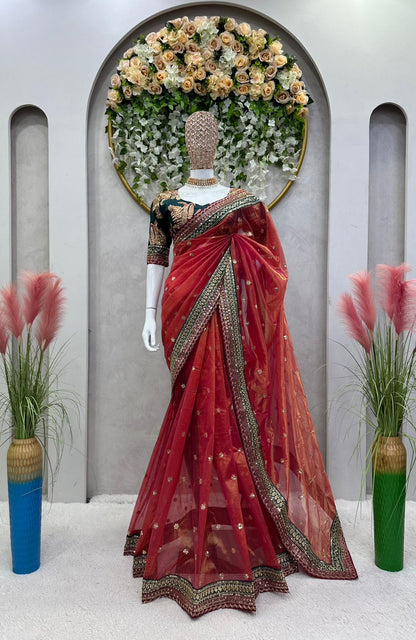 Designer Saree on Jimmy chu Fabric with Thread & Sequence work