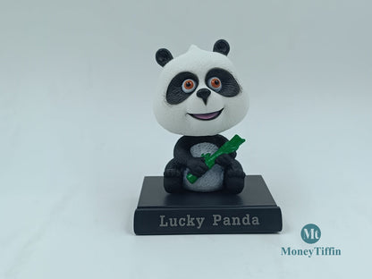 Lucky Panda Bobblehead Action Figure for Car Dashboard, Office Desk & Study Table (Pack of 1)