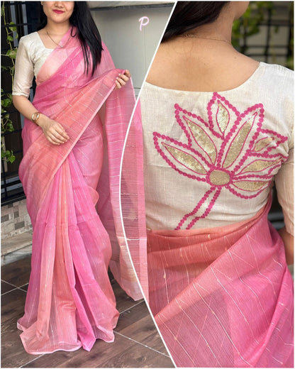 Lurex Linen Organza Saree With Dual Type Of Blouse | A Perfect Addition For Summer Season To Your Wardrobe
