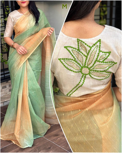 Lurex Linen Organza Saree With Dual Type Of Blouse | A Perfect Addition For Summer Season To Your Wardrobe