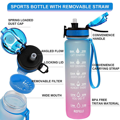 Motivational Fitness Sports Water Bottle ( 1000 ML )