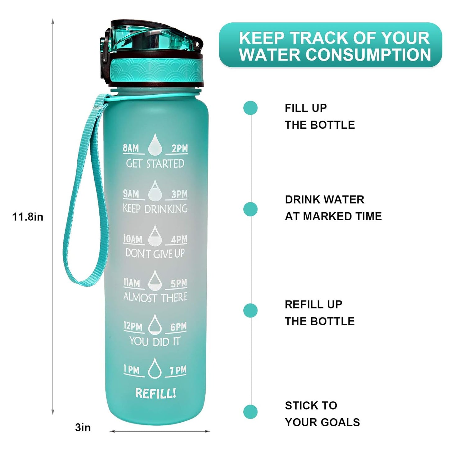 Motivational Fitness Sports Water Bottle ( 1000 ML )