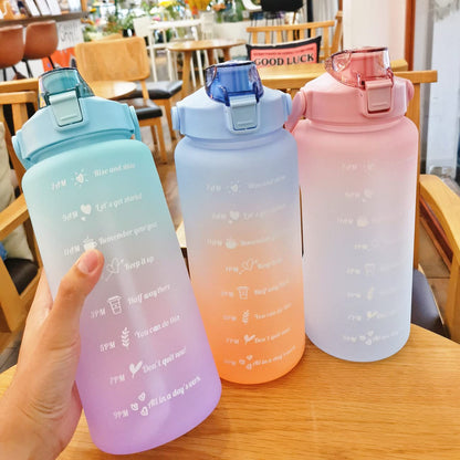 Motivational Water Bottle Set of 3 in 1 Pcs 2000ml 900ml 300ml with Straw, Unbreakable Leakproof BPA free Non-toxic Sipper Bottle for Office, Sports, Gym, School