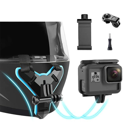 Multipurpose Helmet Chin Strap Mount with Mobile Holder Clip & Screw Compatible with All Smart Phones Go pro