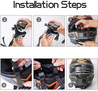 Multipurpose Helmet Chin Strap Mount with Mobile Holder Clip & Screw Compatible with All Smart Phones Go pro