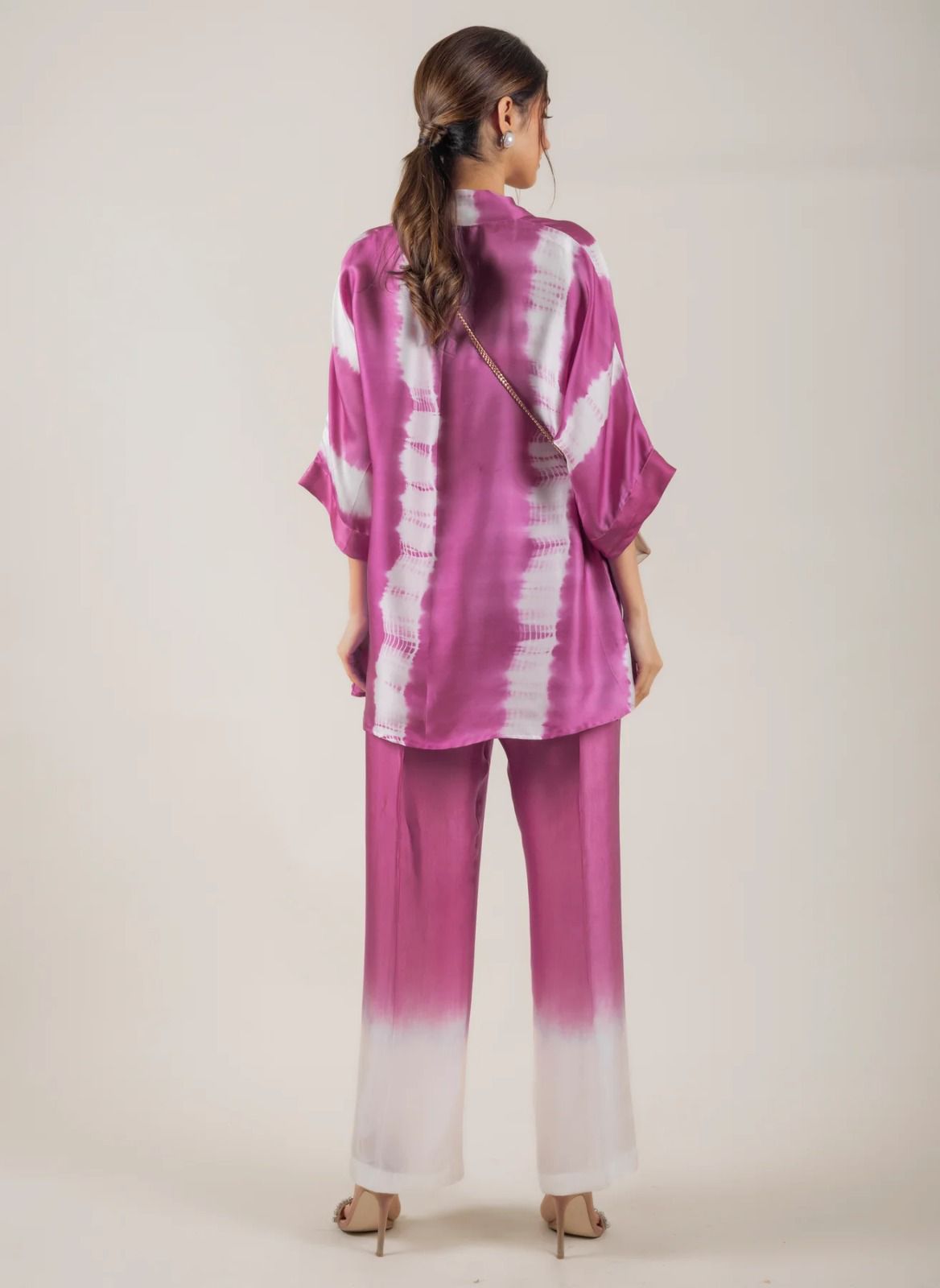 Muslin cotton tie and die 2 piece co ord set - Pink