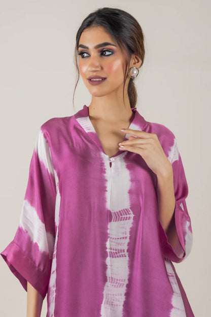 Muslin cotton tie and die 2 piece co ord set - Pink