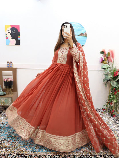 New Designer Party Gown & Dupatta Set