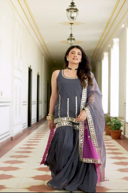 New Designer Party Wear Look Sharara, Palazzo and Dupatta