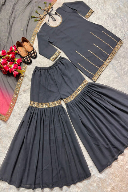 New Designer Party Wear Look Sharara, Palazzo and Dupatta
