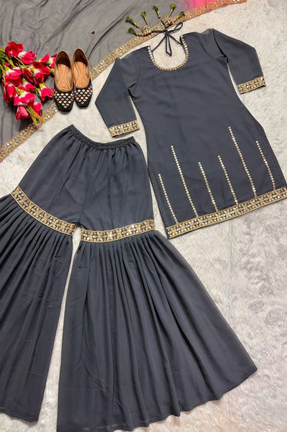 New Designer Party Wear Look Sharara, Palazzo and Dupatta