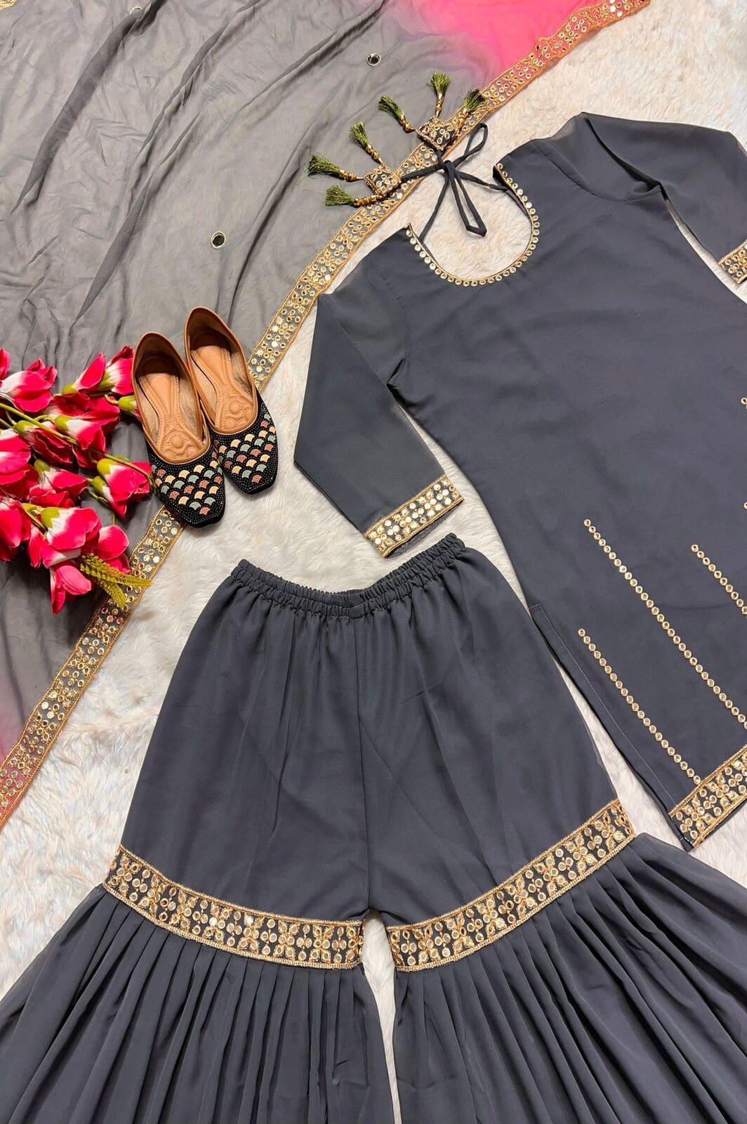 New Designer Party Wear Look Sharara, Palazzo and Dupatta