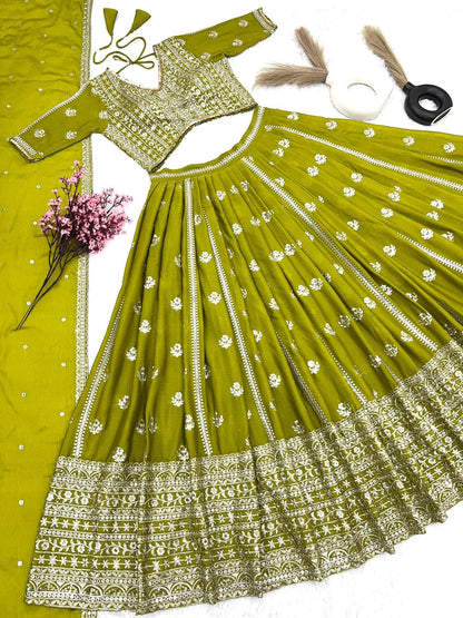New Wedding Collection Lehenga Choli With Full Heavy Embroidery Sequence Work