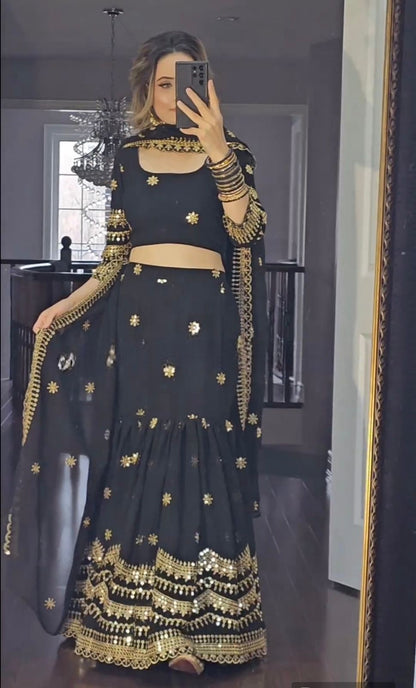 New Wedding Wear Lehenga Choli - Black