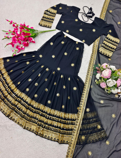New Wedding Wear Lehenga Choli - Black