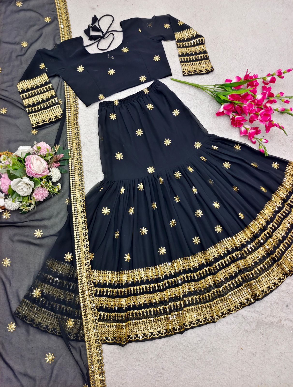 New Wedding Wear Lehenga Choli - Black