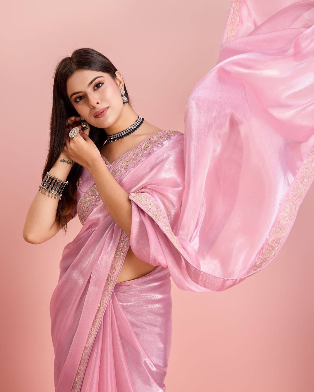 Party Wear Soft Premium Burberry Silk Saree
