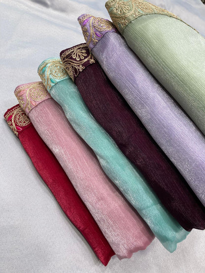 Party Wear Soft Premium Burberry Silk Saree