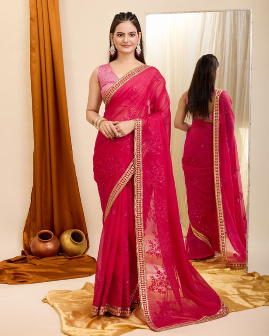 Party Wear Soft Premium Organza  Saree