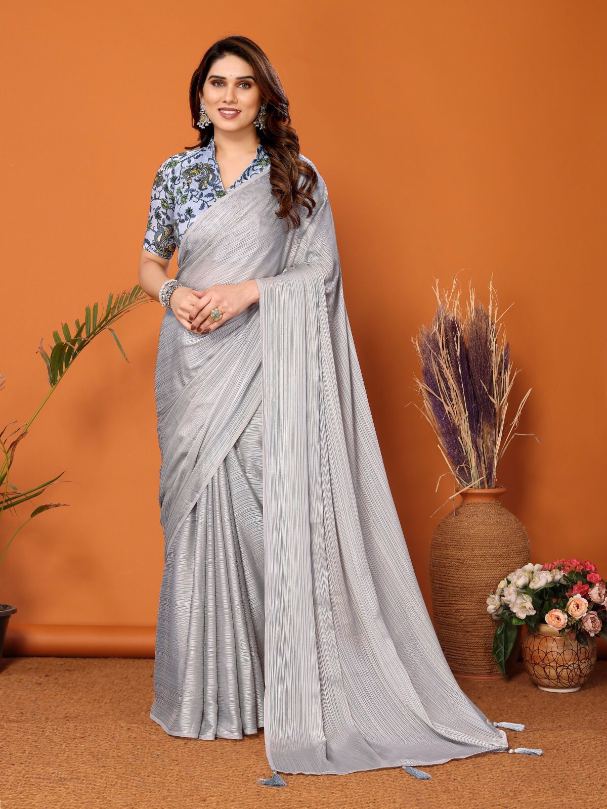Polyester Zari silk Saree With Beautiful Tone Colour
