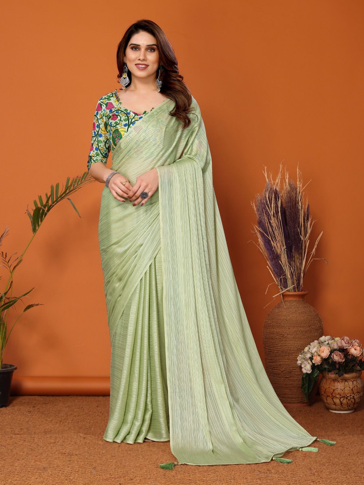 Polyester Zari silk Saree With Beautiful Tone Colour