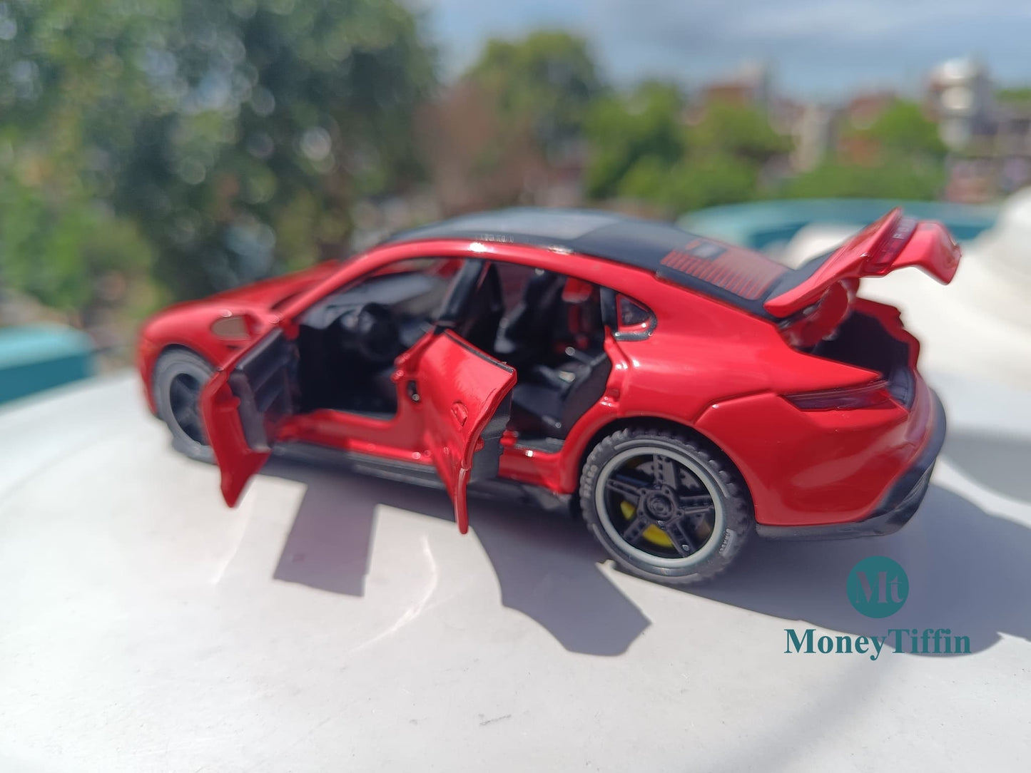 Porche - Diecast Metal Car RED Color ( 1:32 Scale Simulation Sound and Light Pull Back Series )