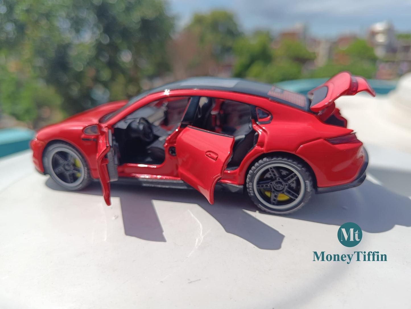 Porche - Diecast Metal Car RED Color ( 1:32 Scale Simulation Sound and Light Pull Back Series )