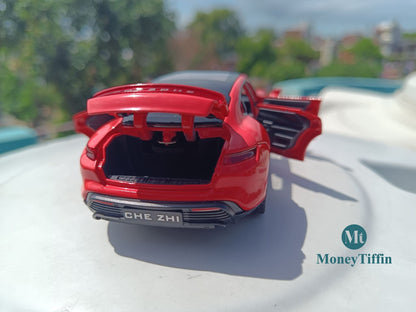 Porche - Diecast Metal Car RED Color ( 1:32 Scale Simulation Sound and Light Pull Back Series )