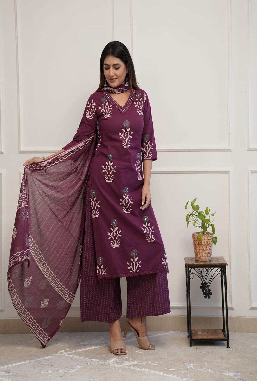 Premium Cotton Bitu Palazzo Suit Set