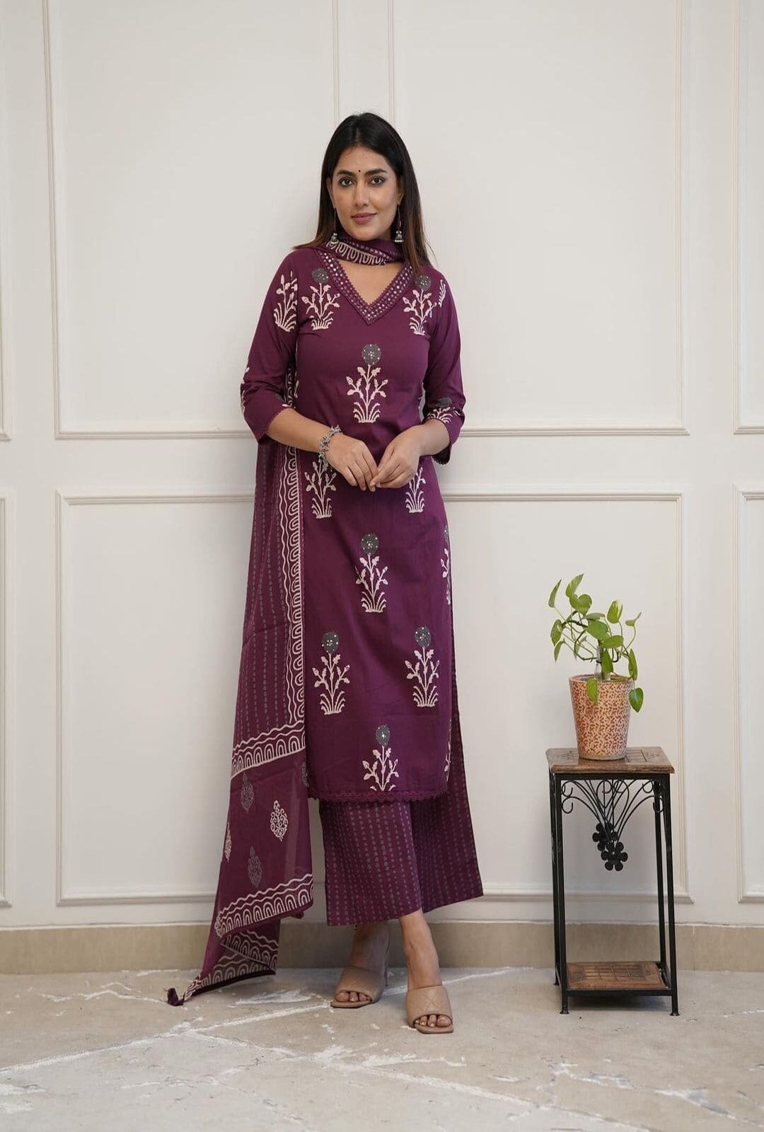 Premium Cotton Bitu Palazzo Suit Set