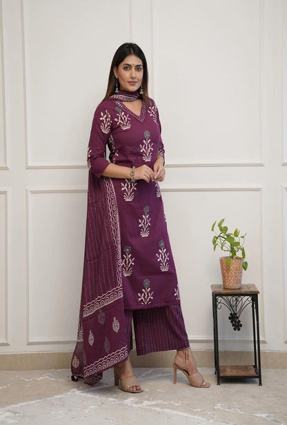 Premium Cotton Bitu Palazzo Suit Set