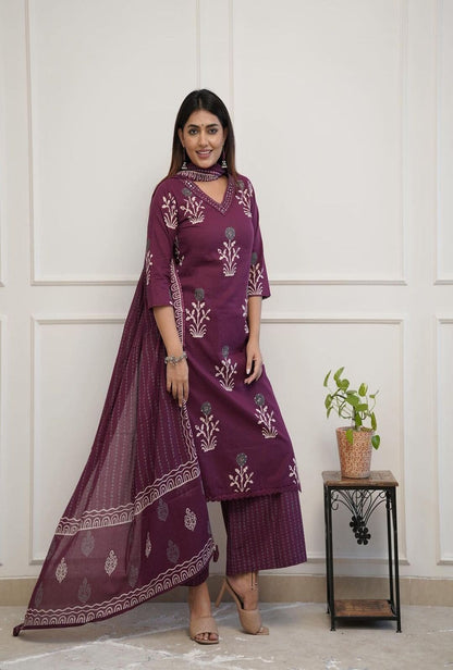 Premium Cotton Bitu Palazzo Suit Set