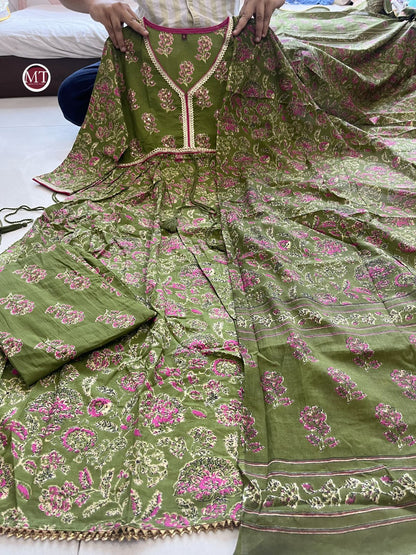 Premium cotton maharani cut suit set