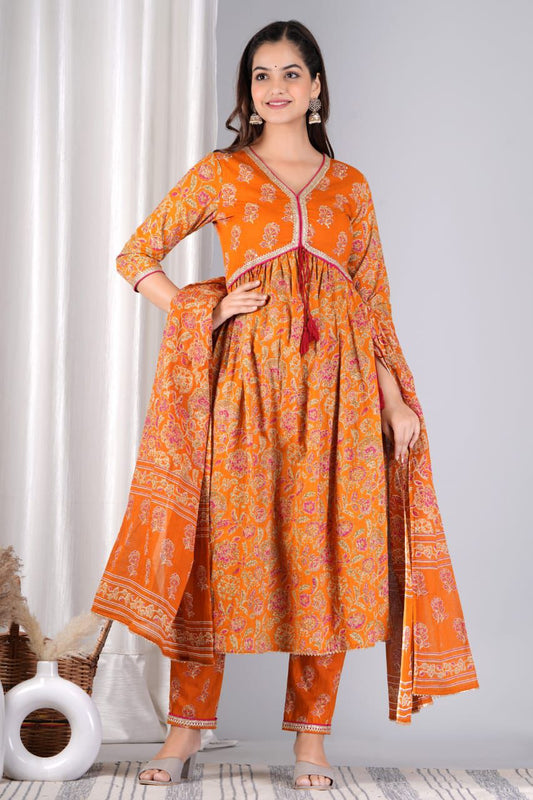 Premium cotton maharani cut suit set