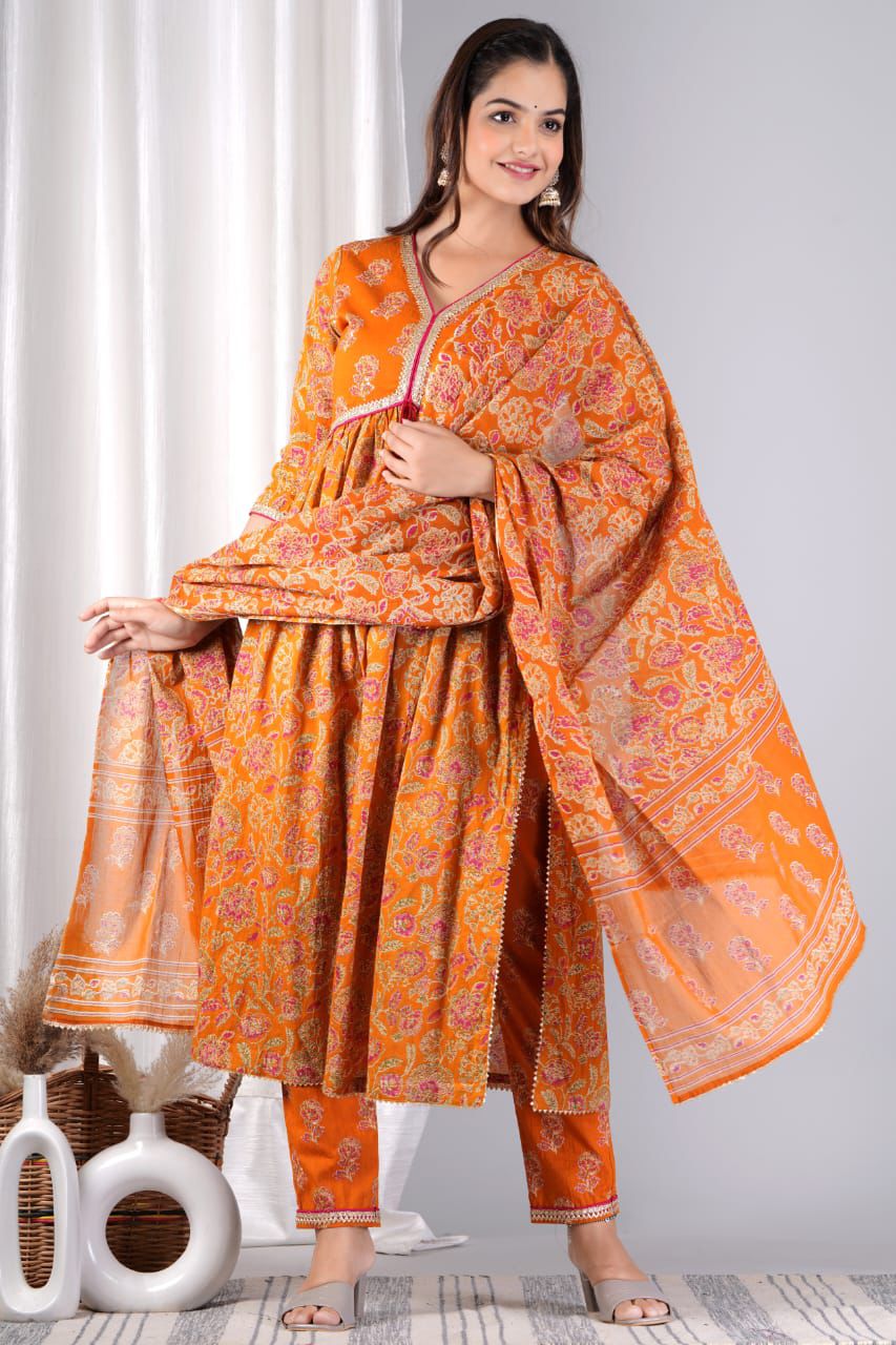 Premium cotton maharani cut suit set