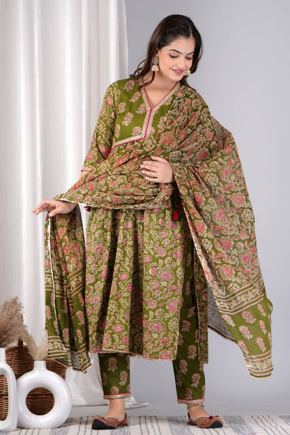 Premium cotton maharani cut suit set