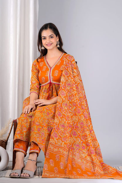 Premium cotton maharani cut suit set