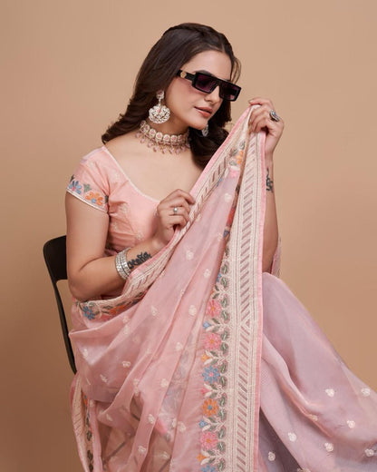 Party Wear Taby Silk Organza Saree