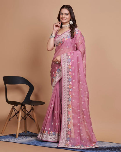 Party Wear Taby Silk Organza Saree