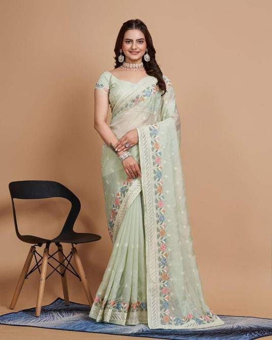 Party Wear Taby Silk Organza Saree