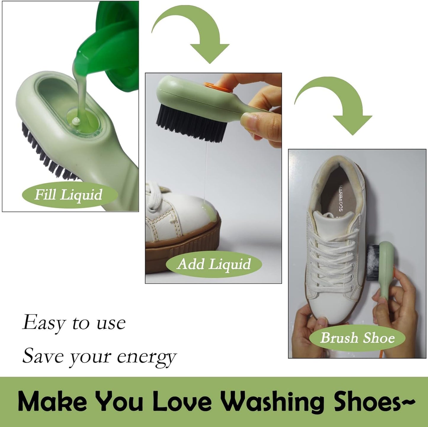 Soap Dispensing Cleaning Brush with Handle Scrubbing Reusable Washing Shoe Brush for Shoes