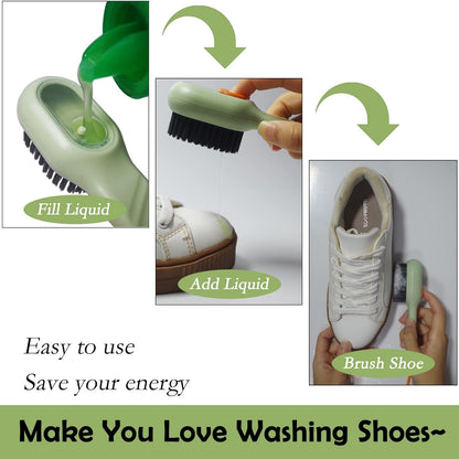 Soap Dispensing Cleaning Brush with Handle Scrubbing Reusable Washing Shoe Brush for Shoes