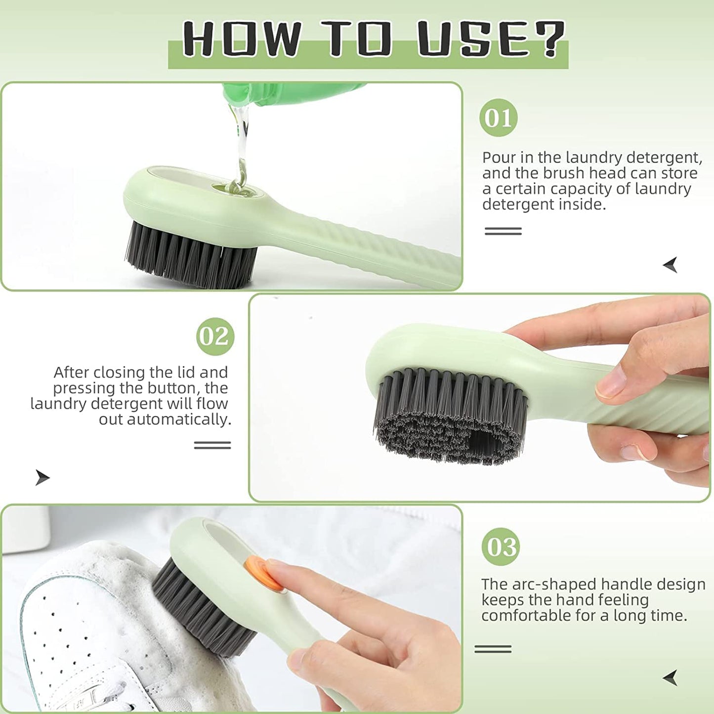 Soap Dispensing Cleaning Brush with Handle Scrubbing Reusable Washing Shoe Brush for Shoes