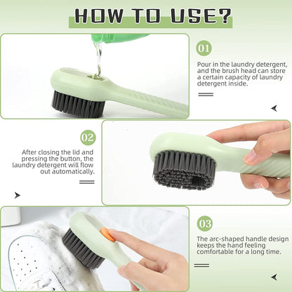 Soap Dispensing Cleaning Brush with Handle Scrubbing Reusable Washing Shoe Brush for Shoes