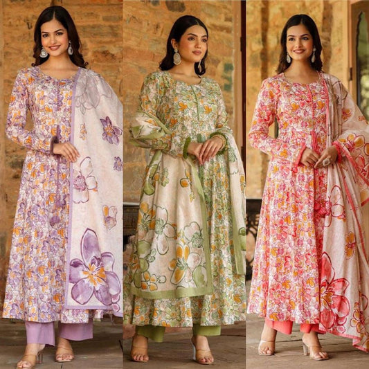 Suite set - full hand work with shine print and embroidery work