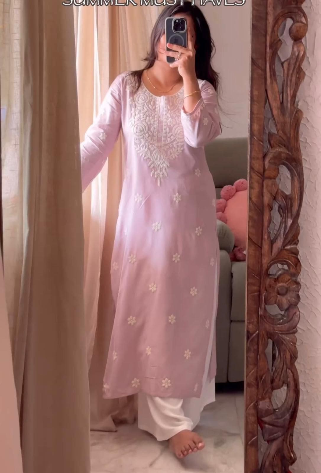 Summer Special Trending Rayon Top Cotton Thread Embroidered Work With Palazzo